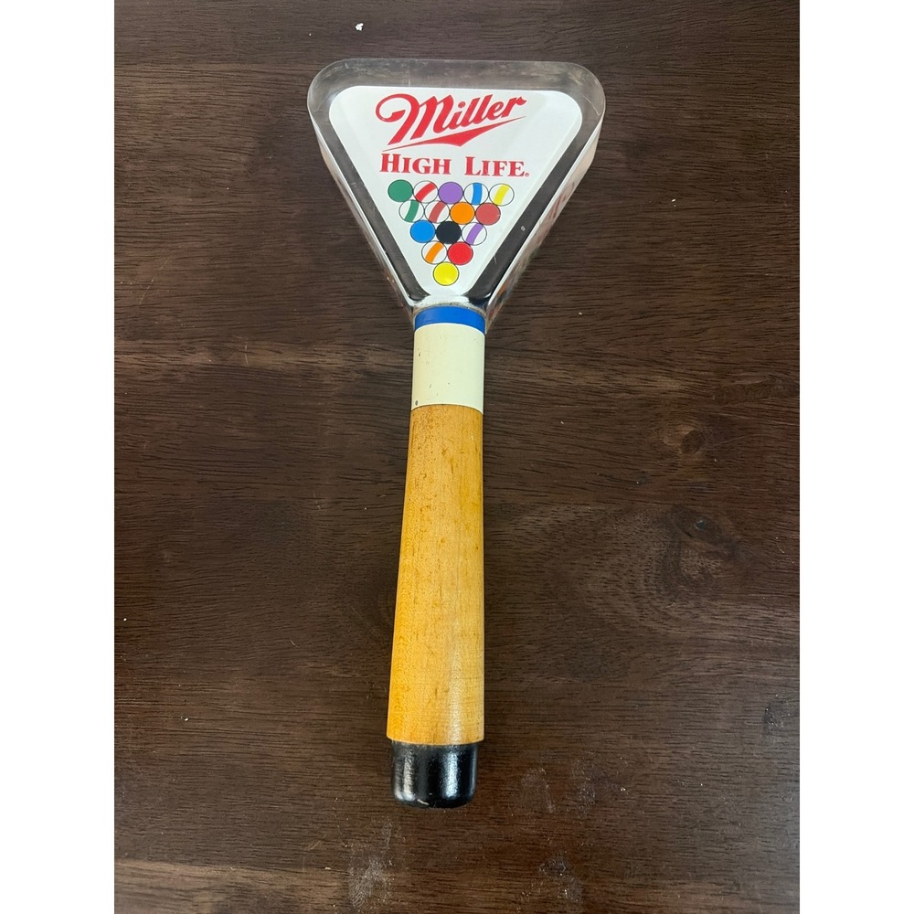 Miller High Life Beer Tap Handle Billiards Pool Cue Wood Acrylic Vintage 8.5" - Picture 2 of 4